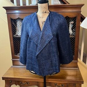 ❤️Worth New York Blue Metallic Raffia Open Face Jacket in Excellent Cond.  M.